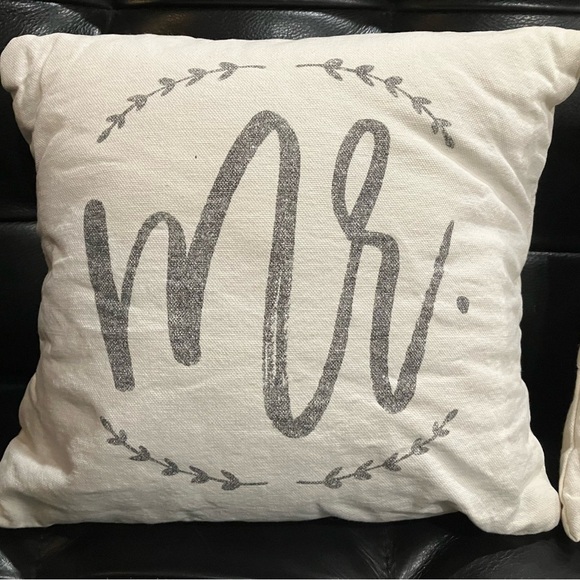 Shabby Chic /French country Mr. and Mrs. Decorative Throw Pillows 12”x12” each. - Picture 2 of 8